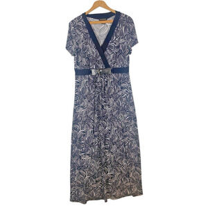 Susan Lawrence Maxi Dress Large Belt Black White Floral Babydoll Y2K Whimsigoth